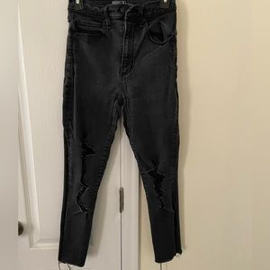 Abercrombie & Fitch Ultra High Rise Super Skinny Ankle Black Distressed Jeans 2